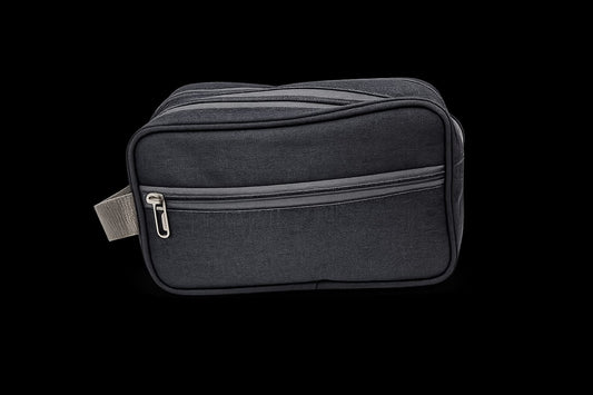 Silver Travel Toiletry Bag for Men & Women | Water-Resistant Shaving Kit Organizer | Multi-Compartment Cosmetic & Grooming Pouch with Zipper | Portable Wash Bag | Grey nd blue