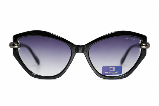 BEN HUNT Women's Cat Eye Sunglasses | UV400 Gradient Grey Lenses | Premium Black Frame | Lightweight Fashion Eyewear for Driving, Travel & Outdoor Use