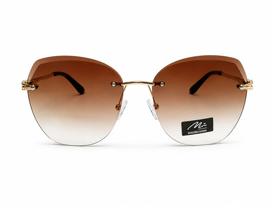 Women's Rimless Oversized Square Sunglasses – UV400 Protection, Brown Gradient Lenses, Gold Metal Frame, Lightweight Fashion Sunglasses for Driving, Travel & Outdoor Wear