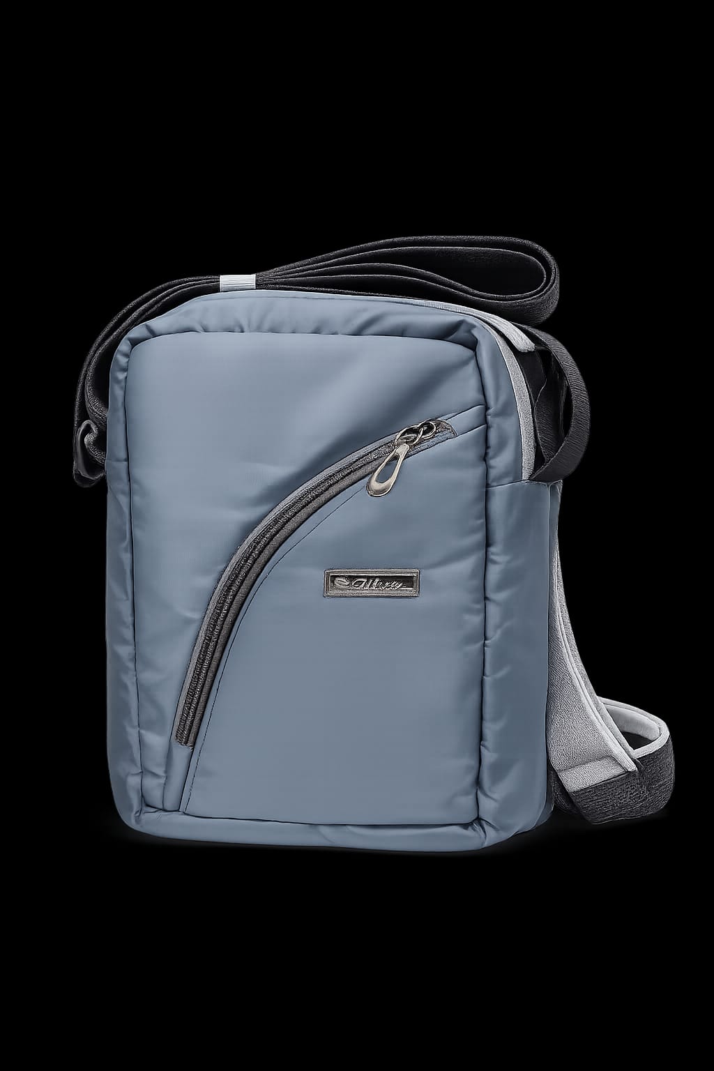 Silver Crossbody Sling Bag for Men & Women | Water-Resistant Shoulder Messenger Bag | Compact Travel Side Bag with Multiple Zipper Pockets | Daily Use Office & Casual Bag | Light Blue nd black
