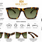 Ben Hunt Premium UV400 Polarized Square Sunglasses for Men & Women | Tortoise Brown Frame with Green Lens | Lightweight, Scratch-Resistant, Stylish Eyewear for Driving, Travel & Outdoor Use