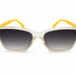 Kids UV400 Sunglasses for Boys  | Stylish Cat Eye Frame | Gradient Black Lens | Transparent Crystal Frame with Yellow Temples | Lightweight Outdoor Sunglasses for Ages 5–12