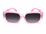 Kids UV400 Sunglasses for Boys  | Rectangle Fashion Sunglasses | Transparent Pink Frame with Gradient Black Lenses | Lightweight Outdoor Eyewear for Ages 5–12