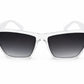Kids Cat Eye UV400 Sunglasses for Boys  | Transparent Crystal Frame with White Temples | Gradient Black Lenses | Lightweight Fashion Eyewear for Outdoor Use (Ages 5–12)