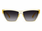 Kids UV400 Cat Eye Sunglasses for Boys & Girls | Transparent Yellow Frame with Gradient Black Lenses | Lightweight Fashion Eyewear for Outdoor Activities (Ages 5–12)
