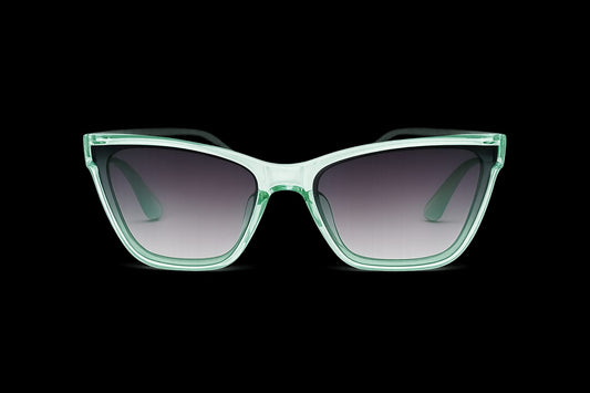 Kids UV400 Cat Eye Sunglasses for Boys & Girls | Transparent Mint Green Frame with Gradient Black Lenses | Lightweight Fashion Outdoor Eyewear for Ages 5–12