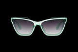 Kids UV400 Cat Eye Sunglasses for Boys & Girls | Transparent Mint Green Frame with Gradient Black Lenses | Lightweight Fashion Outdoor Eyewear for Ages 5–12
