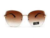 Women's Rimless Oversized Square Sunglasses – UV400 Protection, Brown Gradient Lenses, Gold Metal Frame, Lightweight Fashion Sunglasses for Driving, Travel & Outdoor Wear
