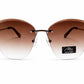 Women's Rimless Oversized Square Sunglasses – UV400 Protection, Brown Gradient Lenses, Gunmetal Metal Frame, Lightweight Designer Fashion Sunglasses for Driving, Travel & Outdoor Wear