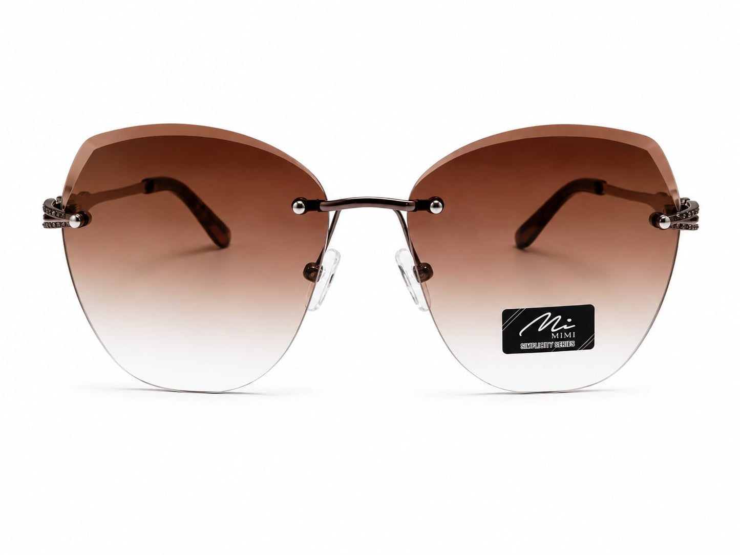 Women's Rimless Oversized Square Sunglasses – UV400 Protection, Brown Gradient Lenses, Gunmetal Metal Frame, Lightweight Designer Fashion Sunglasses for Driving, Travel & Outdoor Wear