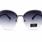 Women's Rimless Oversized Square Sunglasses – UV400 Protection, Blue Grey Gradient Lenses, Black Metal Frame, Lightweight Fashion Sunglasses for Driving, Travel & Outdoor Wear