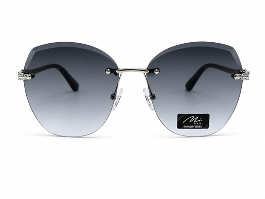Women's Rimless Oversized Square Sunglasses – UV400 Protection, Grey Gradient Lenses, Silver Metal Frame, Lightweight Fashion Sunglasses for Driving, Travel & Outdoor Wear