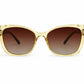 Women's Oversized Cat Eye Sunglasses – UV400 Protection, Transparent Champagne Frame with Brown Gradient Lenses, Lightweight Fashion Sunglasses for Driving, Travel & Daily Wear