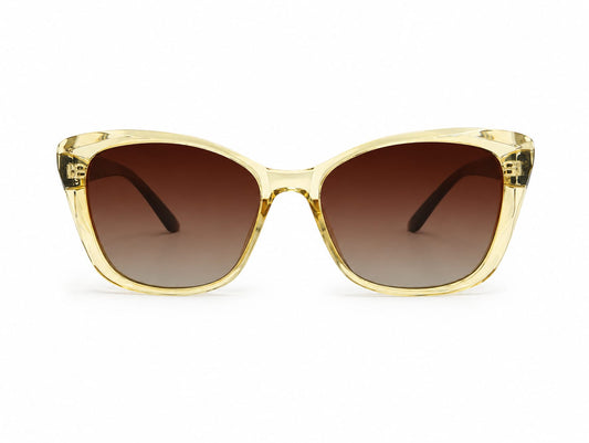 Women's Oversized Cat Eye Sunglasses – UV400 Protection, Transparent Champagne Frame with Brown Gradient Lenses, Lightweight Fashion Sunglasses for Driving, Travel & Daily Wear