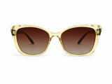 Women's Oversized Cat Eye Sunglasses – UV400 Protection, Transparent Champagne Frame with Brown Gradient Lenses, Lightweight Fashion Sunglasses for Driving, Travel & Daily Wear