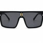 Unisex Oversized Flat Top Square Sunglasses – UV400 Protection, Black Frame with Smoke Grey Lenses, Trendy Fashion Sunglasses for Men & Women, Driving, Travel & Outdoor Wear