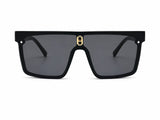 Unisex Oversized Flat Top Square Sunglasses – UV400 Protection, Black Frame with Smoke Grey Lenses, Trendy Fashion Sunglasses for Men & Women, Driving, Travel & Outdoor Wear