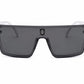 Unisex Oversized Flat Top Shield Sunglasses – UV400 Protection, Smoke Grey Lenses, Transparent Black Frame, Lightweight Fashion Sunglasses for Men & Women, Driving, Travel & Outdoor Wear