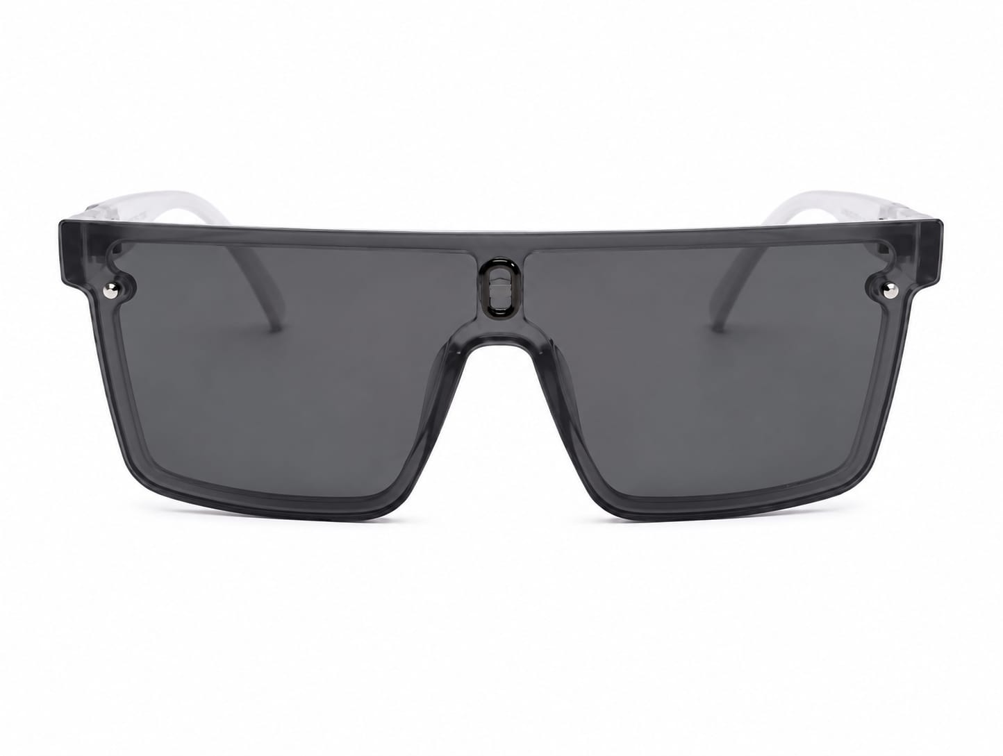 Unisex Oversized Flat Top Shield Sunglasses – UV400 Protection, Smoke Grey Lenses, Transparent Black Frame, Lightweight Fashion Sunglasses for Men & Women, Driving, Travel & Outdoor Wear
