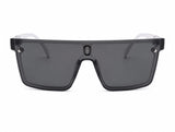 Unisex Oversized Flat Top Shield Sunglasses – UV400 Protection, Smoke Grey Lenses, Transparent Black Frame, Lightweight Fashion Sunglasses for Men & Women, Driving, Travel & Outdoor Wear