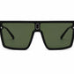 Unisex Oversized Flat Top Shield Sunglasses – UV400 Protection, Green Lenses, Black Frame, Lightweight Fashion Sunglasses for Men & Women, Driving, Travel & Outdoor Wear