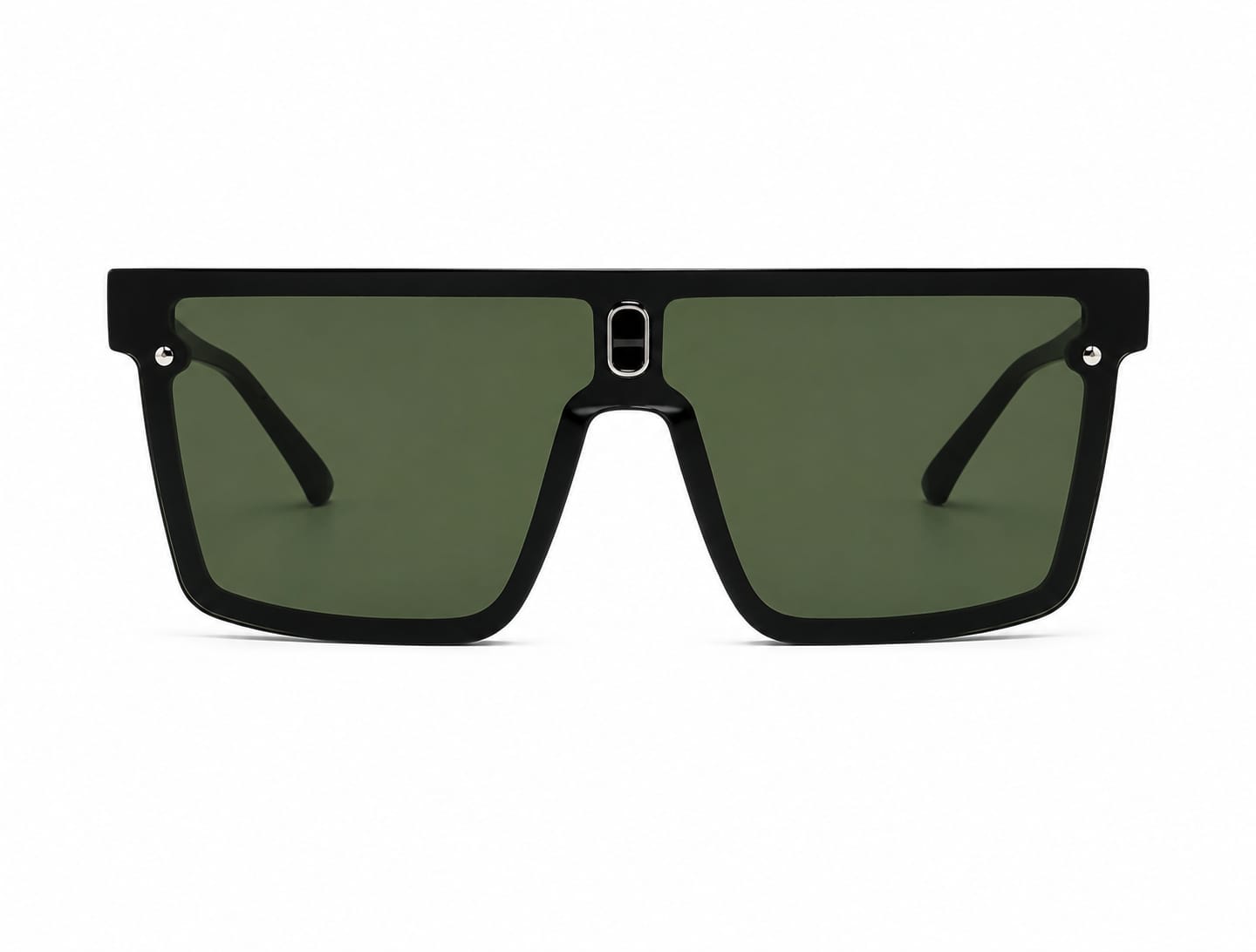 Unisex Oversized Flat Top Shield Sunglasses – UV400 Protection, Green Lenses, Black Frame, Lightweight Fashion Sunglasses for Men & Women, Driving, Travel & Outdoor Wear