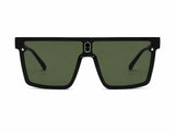 Unisex Oversized Flat Top Shield Sunglasses – UV400 Protection, Green Lenses, Black Frame, Lightweight Fashion Sunglasses for Men & Women, Driving, Travel & Outdoor Wear
