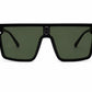 Unisex Oversized Flat Top Shield Sunglasses – UV400 Protection, Dark Green Lenses, Black Frame, Lightweight Fashion Sunglasses for Men & Women, Driving, Travel & Outdoor Wear