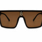 Unisex Oversized Square Sunglasses for Men & Women | UV400 Protected Gradient Brown Lens | Fashion Flat Top Shield Design | Lightweight Frame for Driving, Travel & Outdoor