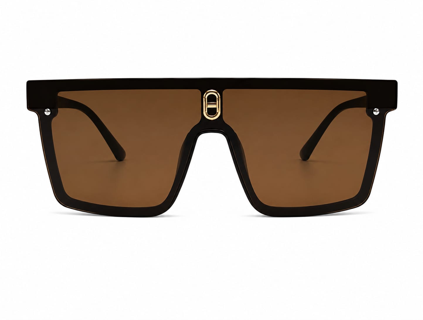 Unisex Oversized Square Sunglasses for Men & Women | UV400 Protected Gradient Brown Lens | Fashion Flat Top Shield Design | Lightweight Frame for Driving, Travel & Outdoor