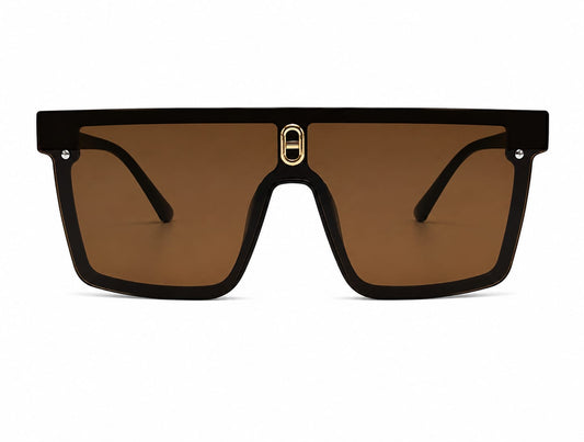 Unisex Oversized Square Sunglasses for Men & Women | UV400 Protected Gradient Brown Lens | Fashion Flat Top Shield Design | Lightweight Frame for Driving, Travel & Outdoor