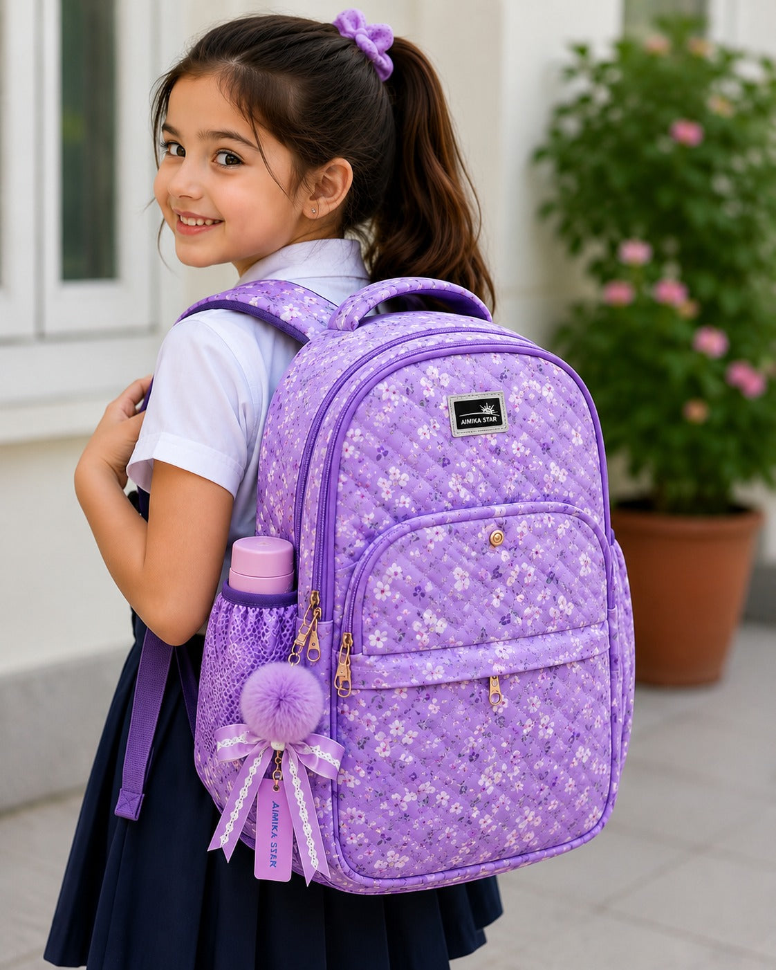 Carrierry Floral Print School Backpack for Girls & Women | Lightweight Water-Resistant College Bag | Spacious Casual Travel Backpack with Multiple Compartments |