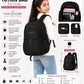 Silver Lightweight Water-Resistant Backpack for  Women  | School, College, Office & Travel Bag | Multiple Compartments |