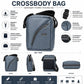 Silver Crossbody Sling Bag for Men & Women | Water-Resistant Shoulder Messenger Bag | Compact Travel Side Bag with Multiple Zipper Pockets | Daily Use Office & Casual Bag | Light Blue nd black