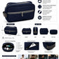 Silver Travel Toiletry Bag for Men & Women | Water-Resistant Shaving Kit Organizer | Multi-Compartment Cosmetic & Grooming Pouch with Zipper | Portable Wash Bag | Grey nd blue