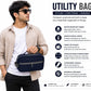 Silver Travel Toiletry Bag for Men & Women | Water-Resistant Shaving Kit Organizer | Multi-Compartment Cosmetic & Grooming Pouch with Zipper | Portable Wash Bag | Grey nd blue