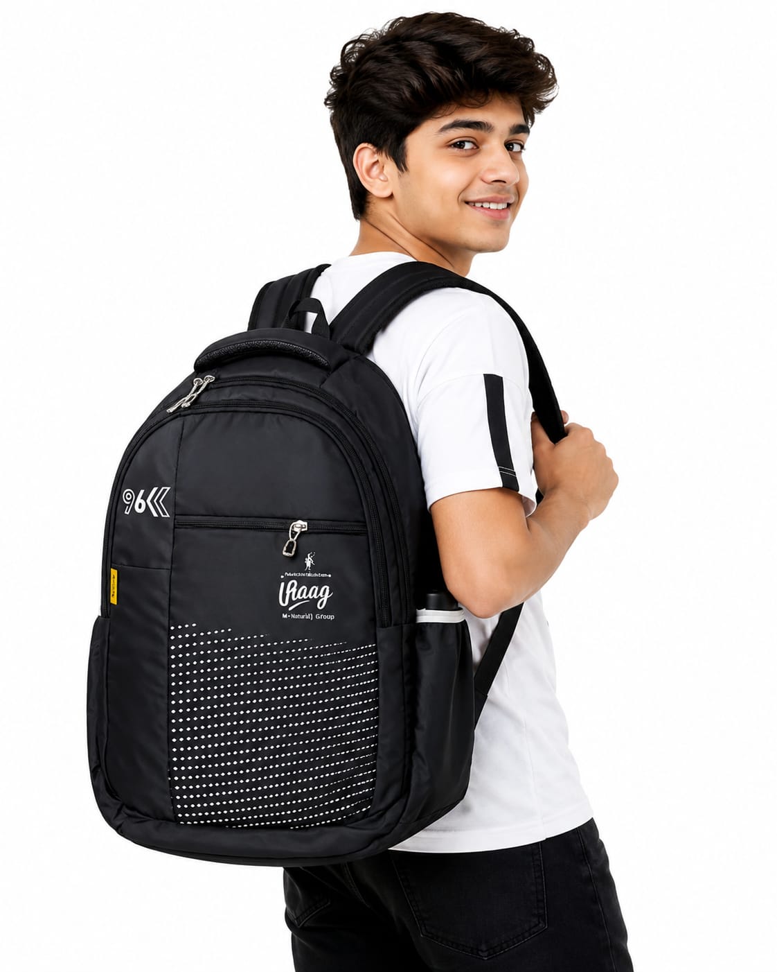 school bag for boys   | Water-Resistant College & Office Bag | Travel Backpack with Multiple Compartments & Side Bottle Pockets | Black