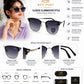 BEN HUNT Clubmaster Sunglasses for Men & Women | UV400 Gradient Grey Lenses | Premium Half-Rim Metal Frame | Lightweight Unisex Eyewear for Driving, Travel & Outdoor Use