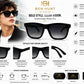 BEN HUNT Square Sunglasses for Men & Women | UV400 Gradient Grey Lenses | Premium Black Full-Frame | Lightweight Unisex Eyewear for Driving, Travel & Everyday Use
