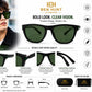 BEN HUNT Wayfarer Sunglasses for Men & Women | UV400 Green Lenses | Premium Black Full-Frame | Lightweight Unisex Eyewear for Driving, Travel & Outdoor Use