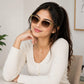 Ben Hunt Premium Cat Eye Sunglasses for Women | UV400 Protected Brown Gradient Lenses | Transparent Champagne Frame | Lightweight Fashion Eyewear for Driving, Travel & Daily Wear