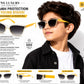 Kids UV400 Sunglasses for Boys  | Stylish Cat Eye Frame | Gradient Black Lens | Transparent Crystal Frame with Yellow Temples | Lightweight Outdoor Sunglasses for Ages 5–12