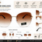 Women's Rimless Oversized Square Sunglasses – UV400 Protection, Brown Gradient Lenses, Gold Metal Frame, Lightweight Fashion Sunglasses for Driving, Travel & Outdoor Wear