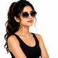 Women's Rimless Oversized Square Sunglasses – UV400 Protection, Blue Grey Gradient Lenses, Black Metal Frame, Lightweight Fashion Sunglasses for Driving, Travel & Outdoor Wear
