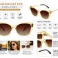 Women's Oversized Cat Eye Sunglasses – UV400 Protection, Transparent Champagne Frame with Brown Gradient Lenses, Lightweight Fashion Sunglasses for Driving, Travel & Daily Wear