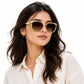 Women's Oversized Cat Eye Sunglasses – UV400 Protection, Transparent Champagne Frame with Brown Gradient Lenses, Lightweight Fashion Sunglasses for Driving, Travel & Daily Wear