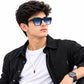 Unisex Square Sunglasses – UV400 Protection, Blue Gradient Lenses, Glossy Black Frame, Lightweight Fashion Sunglasses for Men & Women, Driving, Travel & Outdoor Wear