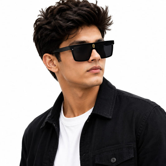 Unisex Oversized Flat Top Square Sunglasses – UV400 Protection, Black Frame with Smoke Grey Lenses, Trendy Fashion Sunglasses for Men & Women, Driving, Travel & Outdoor Wear