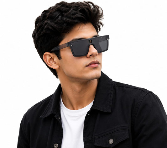 Unisex Oversized Flat Top Shield Sunglasses – UV400 Protection, Smoke Grey Lenses, Transparent Black Frame, Lightweight Fashion Sunglasses for Men & Women, Driving, Travel & Outdoor Wear