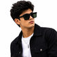 Unisex Oversized Flat Top Shield Sunglasses – UV400 Protection, Green Lenses, Black Frame, Lightweight Fashion Sunglasses for Men & Women, Driving, Travel & Outdoor Wear